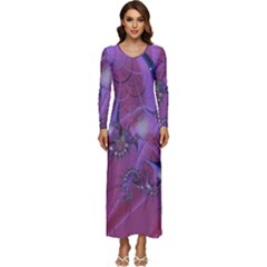 Fractal Math Abstract Abstract Art Long Sleeve Velour Longline Maxi Dress by Ravend