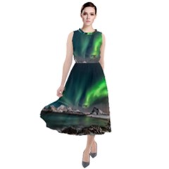 Aurora Borealis Photo Round Neck Boho Dress by danenraven