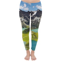 Aerial View Of Mountain And Body Of Water Classic Winter Leggings by danenraven