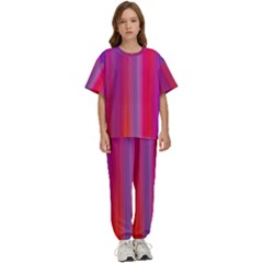 Multicolored Abstract Linear Print Kids  Tee And Pants Sports Set by dflcprintsclothing