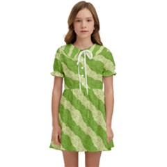 Textured Green Circles Pattern Kids  Sweet Collar Dress by FunDressesShop