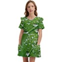 Green Water Leaf Kids  Frilly Sleeves Pocket Dress View1