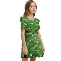 Green Water Leaf Kids  Frilly Sleeves Pocket Dress View2