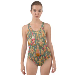 Pattern Seamless Cut-out Back One Piece Swimsuit by artworkshop