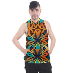 Orange, Turquoise And Blue Pattern  Men s Sleeveless Hoodie by Sobalvarro