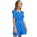 Diamond Pattern Kids  Frilly Sleeves Pocket Dress View2