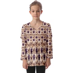 Pugs Kids  V Neck Casual Top by Sparkle