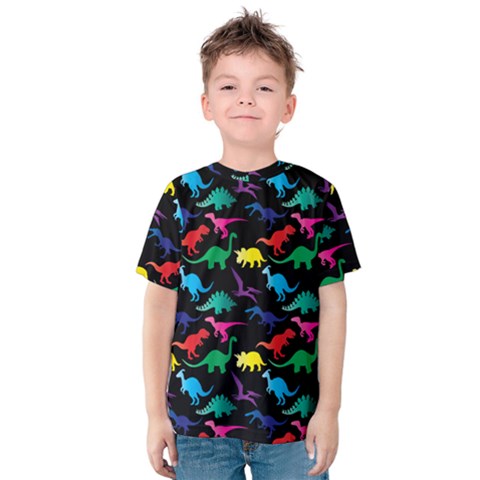 Rainbow Dino Kids  Cotton Tee by ALIXE