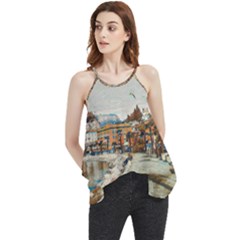 Birds And People On Lake Garda Flowy Camisole Tank Top by ConteMonfrey