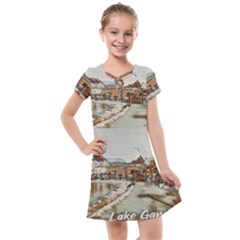 Birds And People On Lake Garda Kids  Cross Web Dress by ConteMonfrey