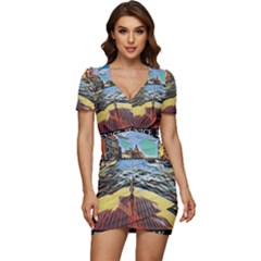 Gondola View   Low Cut Cap Sleeve Mini Dress by ConteMonfrey