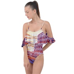 Rome Colosseo, Italy Drape Piece Swimsuit by ConteMonfrey