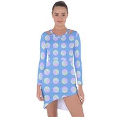 Abstract Stylish Design Pattern Blue Asymmetric Cut-out Shift Dress by brightlightarts