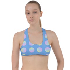 Abstract Stylish Design Pattern Blue Criss Cross Racerback Sports Bra by brightlightarts