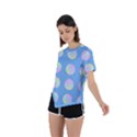 Abstract Stylish Design Pattern Blue Asymmetrical Short Sleeve Sports Tee View2