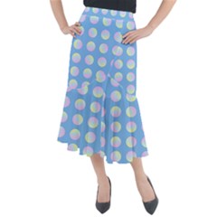 Abstract Stylish Design Pattern Blue Midi Mermaid Skirt by brightlightarts