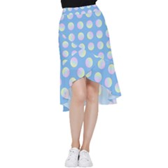 Abstract Stylish Design Pattern Blue Frill Hi Low Chiffon Skirt by brightlightarts