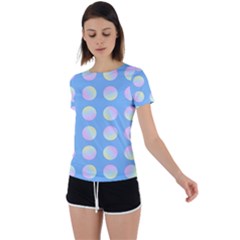 Abstract Stylish Design Pattern Blue Back Circle Cutout Sports Tee by brightlightarts