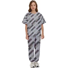 Pale Multicolored Stripes Pattern Kids  Tee And Pants Sports Set by dflcprintsclothing