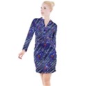 Peacock-feathers-color-plumage Blue Button Long Sleeve Dress View1