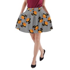 Pumpkin Heads With Hat Gray A-line Pocket Skirt by TetiBright