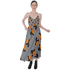 Pumpkin Heads With Hat Gray Tie Back Maxi Dress by TetiBright