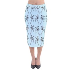 Jogging Lady On Blue Velvet Midi Pencil Skirt by TetiBright