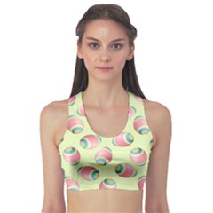 Colorful Easter Eggs Pattern Green Sports Bra by TetiBright