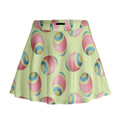 Colorful Easter Eggs Pattern Green Mini Flare Skirt by TetiBright