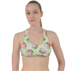 Colorful Easter Eggs Pattern Green Criss Cross Racerback Sports Bra by TetiBright