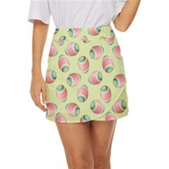 Colorful Easter Eggs Pattern Green Mini Front Wrap Skirt by TetiBright