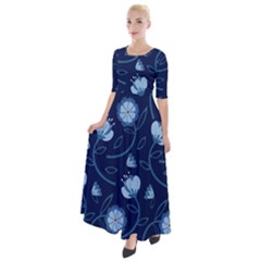 Flower Half Sleeves Maxi Dress by zappwaits