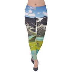 Aerial View Of Mountain And Body Of Water Velvet Leggings by danenraven