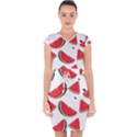 Watermelon Seamless Pattern Capsleeve Drawstring Dress  View1