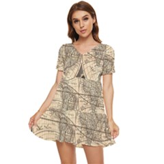 World Map - Nova Delineatio Totius Orbis Terrarum -  1659-1733 Tiered Short Sleeve Babydoll Dress by ConteMonfrey