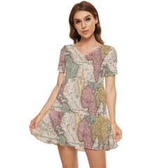 Mapa Mundi 1775 Tiered Short Sleeve Babydoll Dress by ConteMonfrey