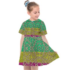 Rainbow Landscape With A Beautiful Silver Star So Decorative Kids  Sailor Dress by pepitasart