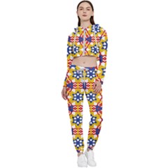 Wavey Shapes Pattern                                                              Cropped Zip Up Lounge Set by LalyLauraFLM