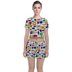 Colorful Rectangles                                                                     Crop Top And Shorts Co-ord Set by LalyLauraFLM