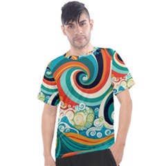 Wave Waves Ocean Sea Abstract Whimsical Men s Sport Top by Jancukart