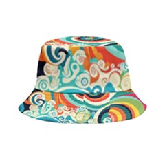 Wave Waves Ocean Sea Abstract Whimsical Inside Out Bucket Hat by Jancukart