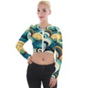 Waves Ocean Sea Abstract Whimsical (1) Long Sleeve Cropped Velvet Jacket View1