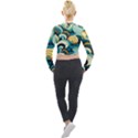 Waves Ocean Sea Abstract Whimsical (1) Long Sleeve Cropped Velvet Jacket View2