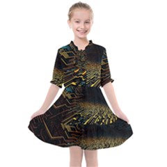 Data Technology Coding Pattern Kids  All Frills Chiffon Dress by Jancukart