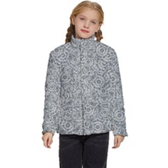 Circle Ornate Motif Random Pattern Kids  Puffer Bubble Jacket Coat by dflcprintsclothing