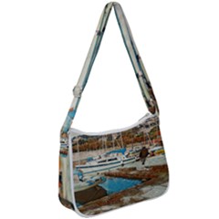 Alone On Gardasee, Italy  Zip Up Shoulder Bag by ConteMonfrey