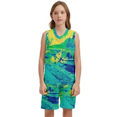 Blue And Green Boat Modern  Kids  Basketball Mesh Set by ConteMonfrey