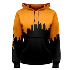 Women s Neon Orange & Black Skyline Pullover Hoodie by OfficiallySexy