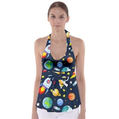 Space Galaxy Seamless Background Babydoll Tankini Top by Jancukart