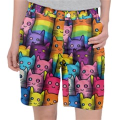 Cats Cat Cute Animal Rainbow Pattern Colorful Pocket Shorts by Jancukart